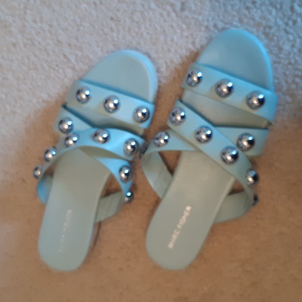 Marc Fisher Silver Ball studded Espadrilles Flats